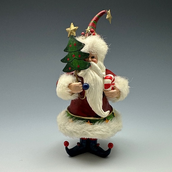 Other - Festive Santa Figurine with Christmas Tree and Candy Cane